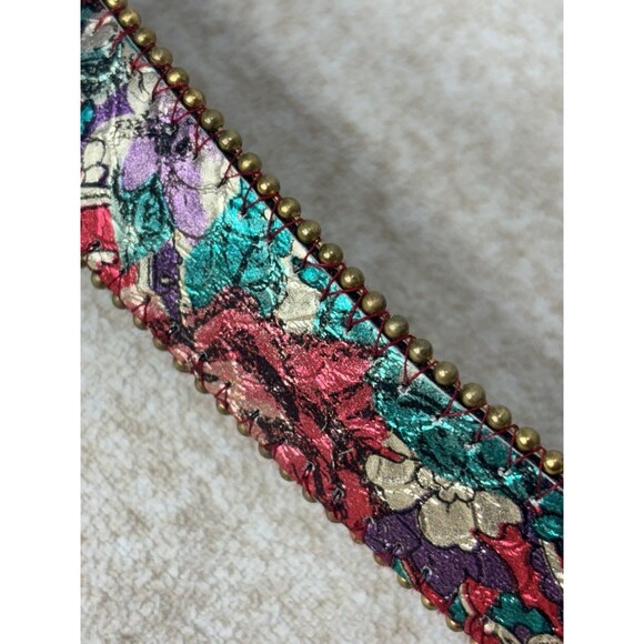 VTG Y2k Elite Freso Belt Leather Multicolor Brass Buckle Waist Women Size Medium - Picture 6 of 11